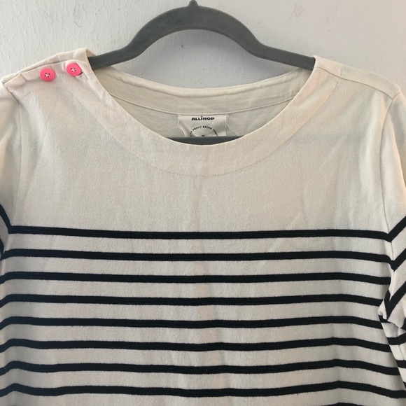 Anthropologie Dress Allihop Belmont Button Striped Sailor Dress Sz M EUC - Picture 3 of 9